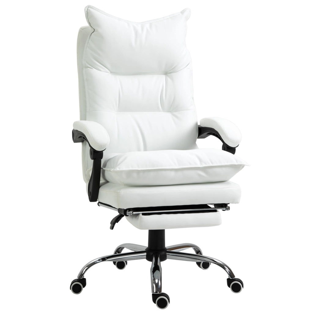 Sedia da ufficio ergonomica con braccioli e poggiapiedi ¨C Minimal ¨C regolazione altezza, imbottita in similpelle, bianco