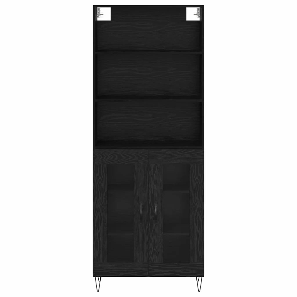 Credenza-Buffet-Armadio da cucina Rovere Nero 69,5 x 34 x 180 cm Legno multistrato 945104