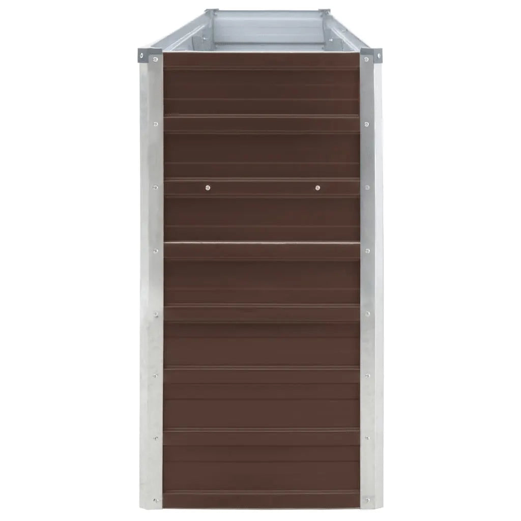 Fioriere | Cassetta per fiori | Letto di Coltura Rialzato 320x40x77 cm Acciaio Zincato Marrone