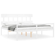 Letto matrimoniale | Letto per adulti | Letto per Anziani con Testiera Bianco 200x200 cm Legno Massello