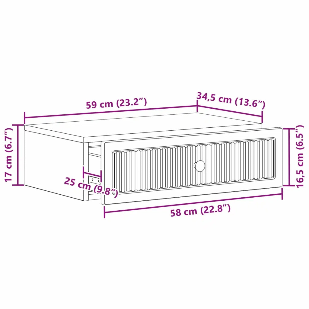 Tavolino da Parete Laterale | Tavolo laterale | Tavolino Rovere Fumo 59 x 34,5 x 17 cm