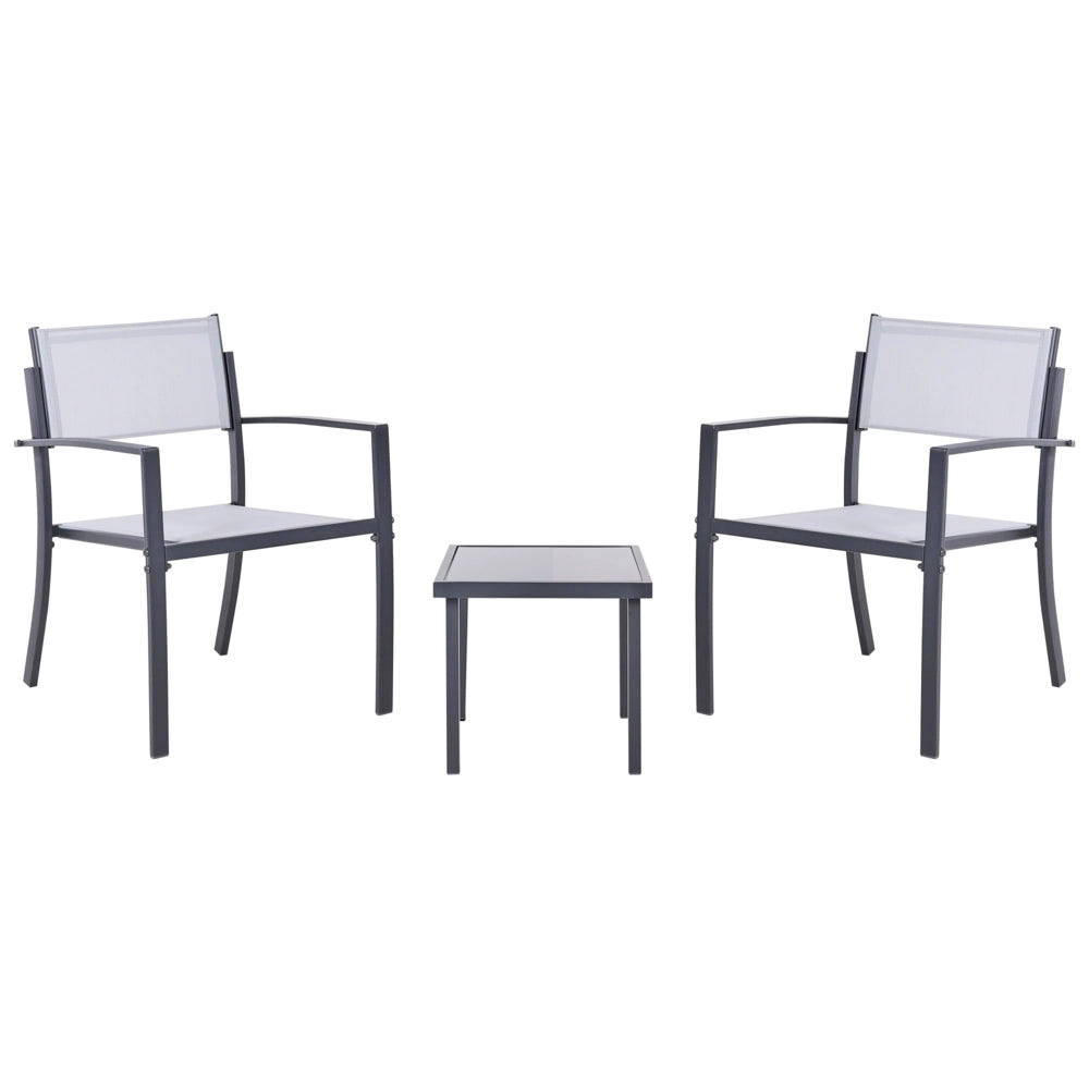 Set da bistrot in acciaio grigio a 2 posti con tavolino da caffè Stile industriale moderno Balcone