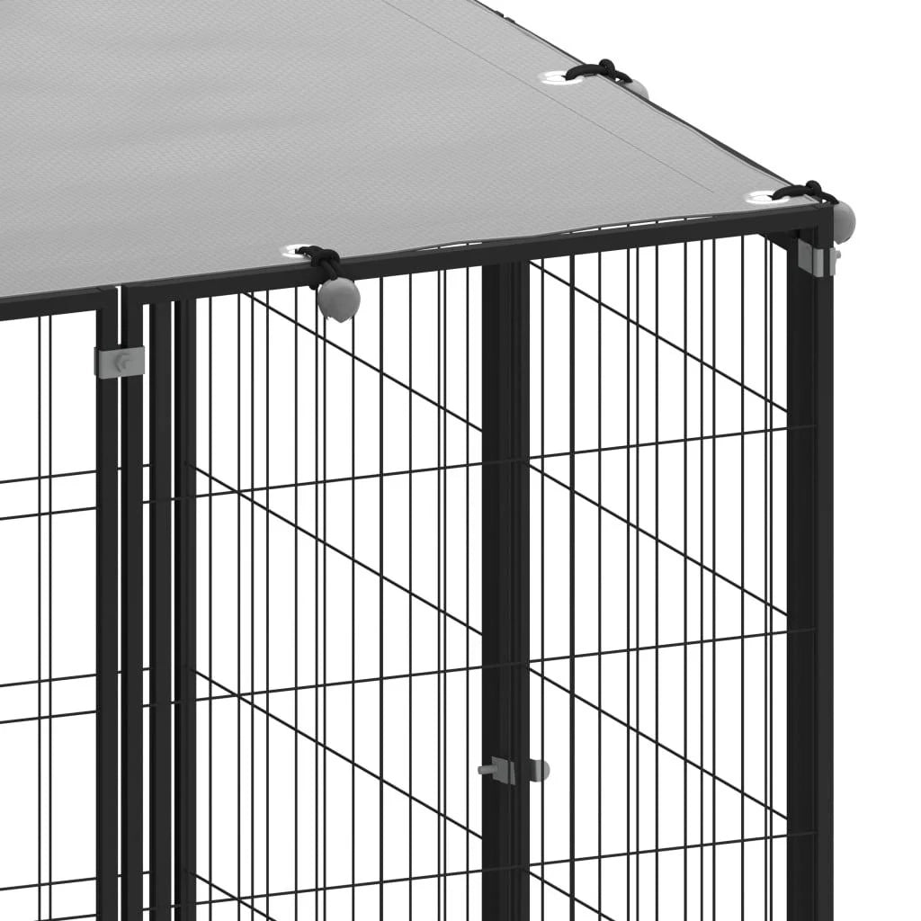 Recinto per animali da esterno per cani 330 x 110 x 110 cm acciaio nero e grigio 02_0000525