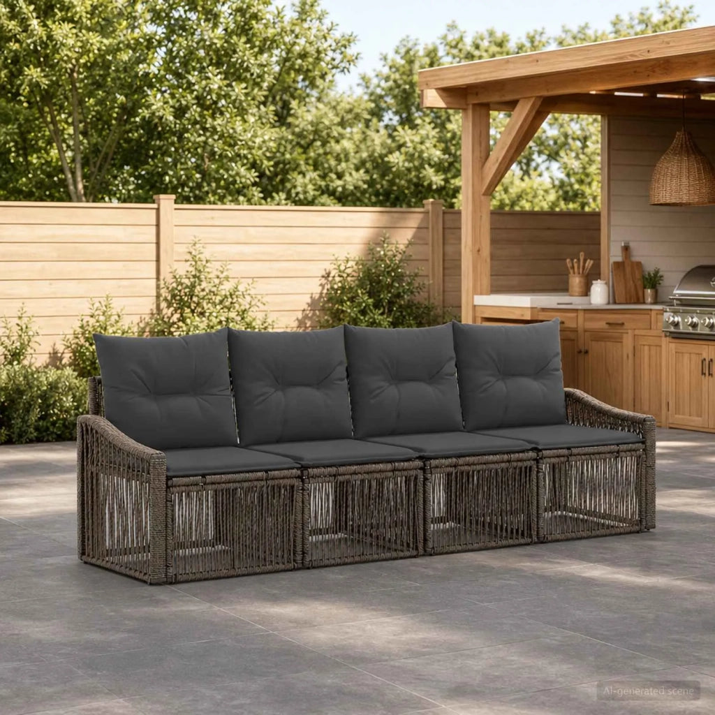Set Divano da Giardino 4 pz Grigio polyrattan 3435929