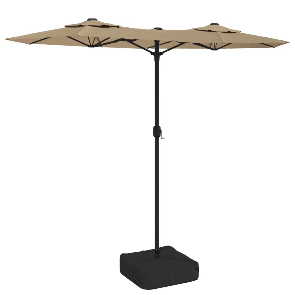 Ombrello | Parasolne a Doppia Testa con LED Tortora 316x145 cm