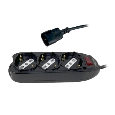 Multipresa 3 posti 10-16a-schuko con spina IEC nera