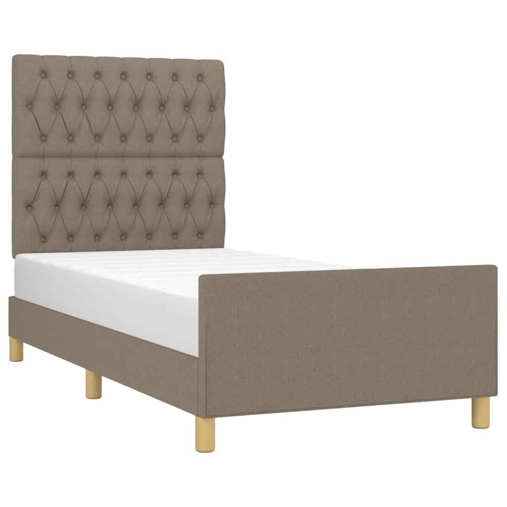Letto singolo | Letto per adulti | Giroletto senza Materasso Tortora 90x200 cm Tessuto