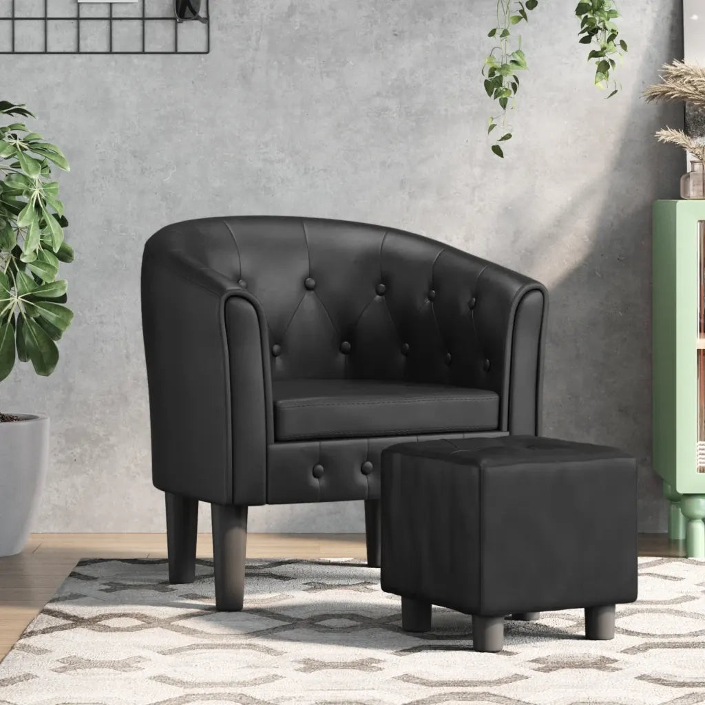 Poltrona | Sedia Relax Cabriolet e Poggiapiedi Nera Similpelle
