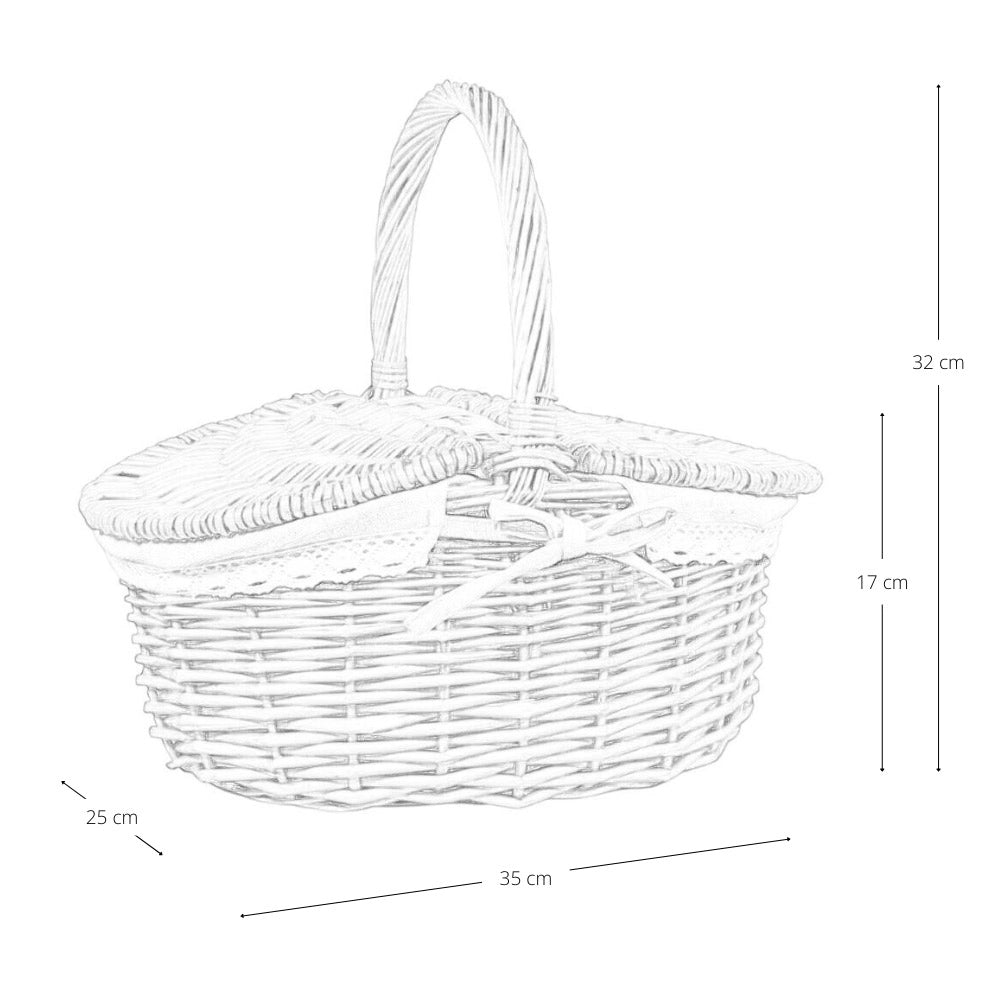 Cesto Picnic Cuore piccolo in Vimini e Juta con coperchio cm 35 x 25 x h 17
