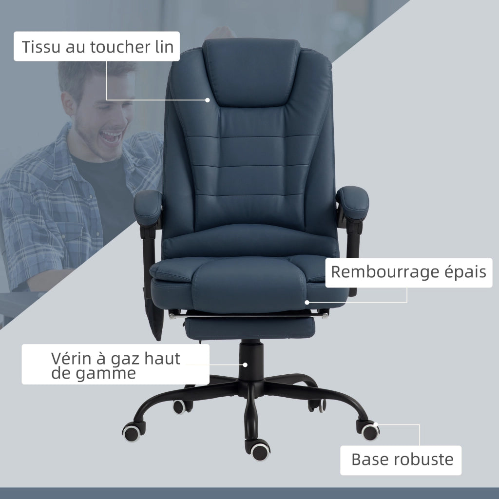 Poltrona massaggiante da ufficio ¨C Minimal ¨C blu, altezza regolabile, schienale reclinabile