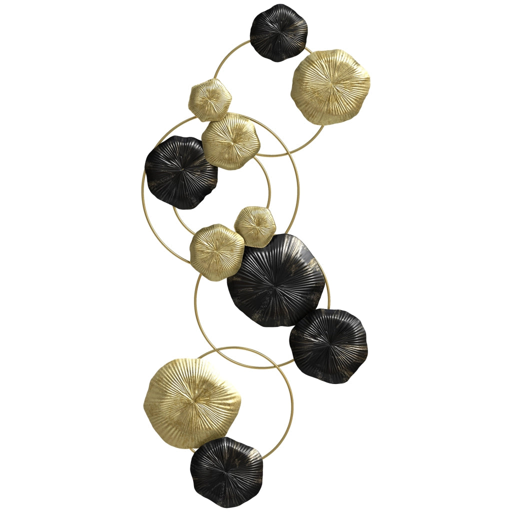 Scultura a Parete Foglia di Loto ¨C Minimal ¨C Dorato e Nero 84x35 cm