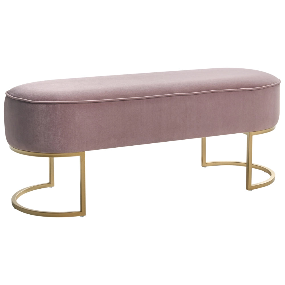 Panca imbottita rosa con gambe in metallo dorato glamour soggiorno camera da letto