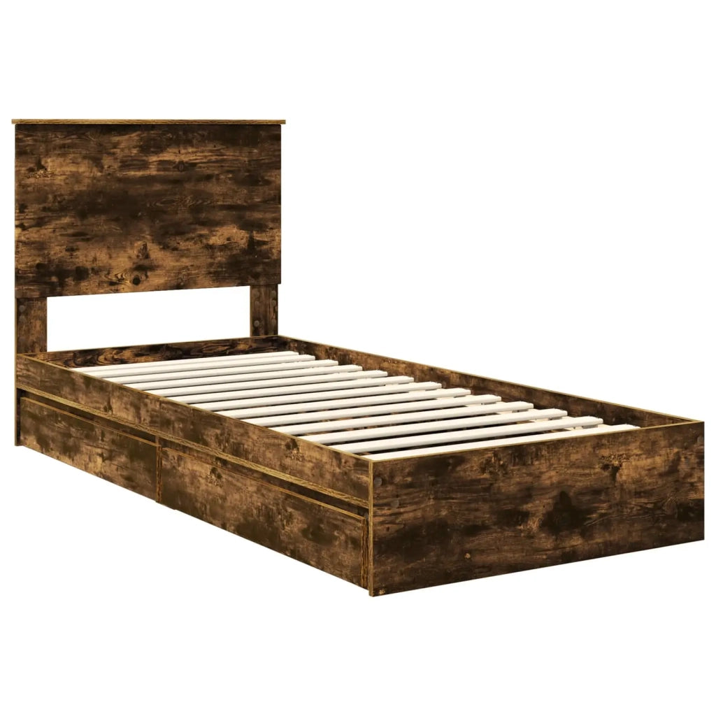 Letto con Contenitore Rovere fumé 90 x 200 cm Legno multistrato