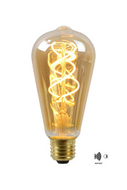 Lampadina LED filamento crepuscolare E27 ambra ovale Lucide