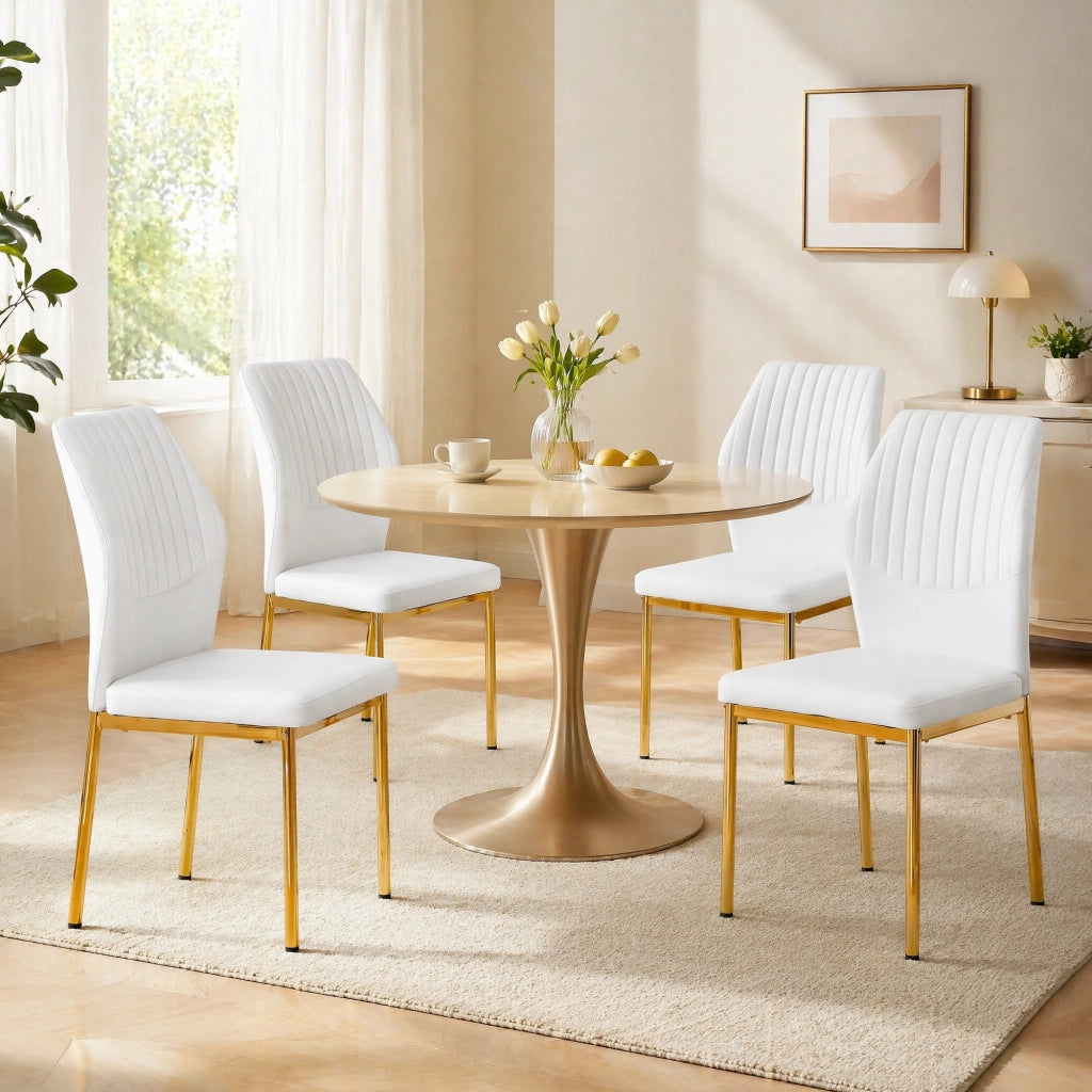 SEDIA da pranzo Set da 4 pezzi 93 cm Bianco/Oro PU
