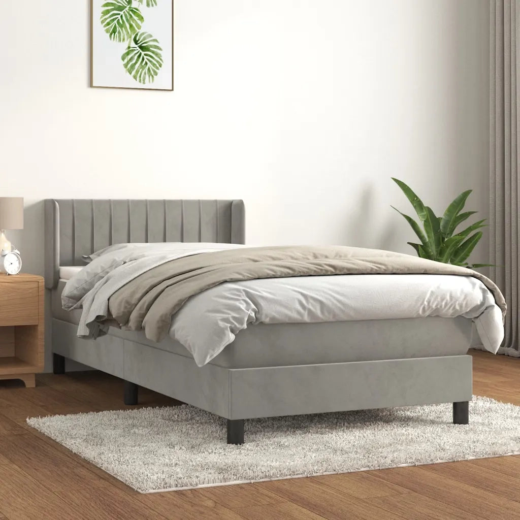 Giroletto a Molle con Materasso Grigio Chiaro 90x200 cm Velluto 3131057