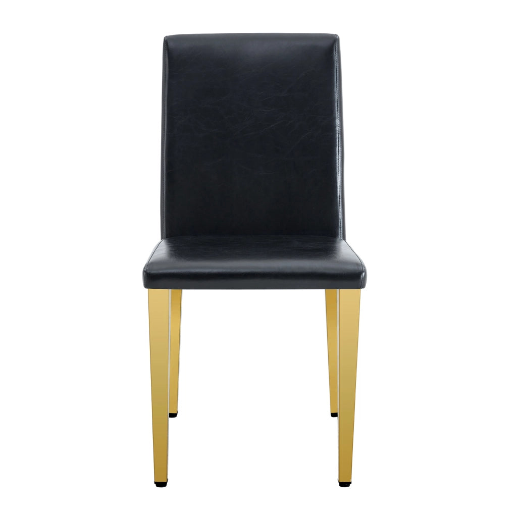 Sedie da sala da pranzo set di 4 con schienale ergonomico e gambe antiscivolo in metallo e PU nero e oro