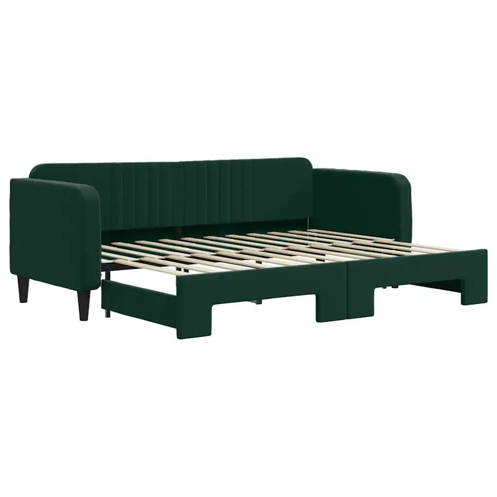 Divano Letto con Letto Estraibile Verde Scuro 80x200cm Velluto 3197058