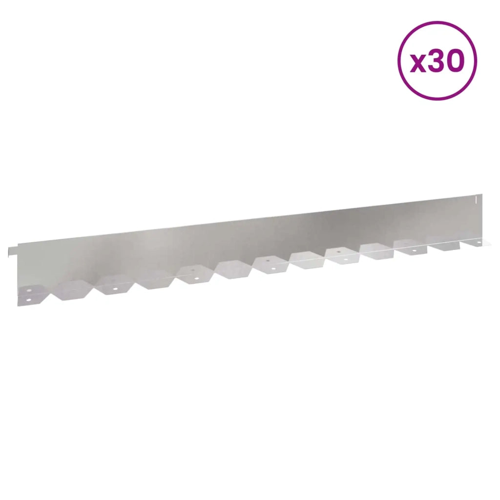 Bordura per Prato 30 pcs 102 x 10 x 4 cm Acciaio Argento 8008756