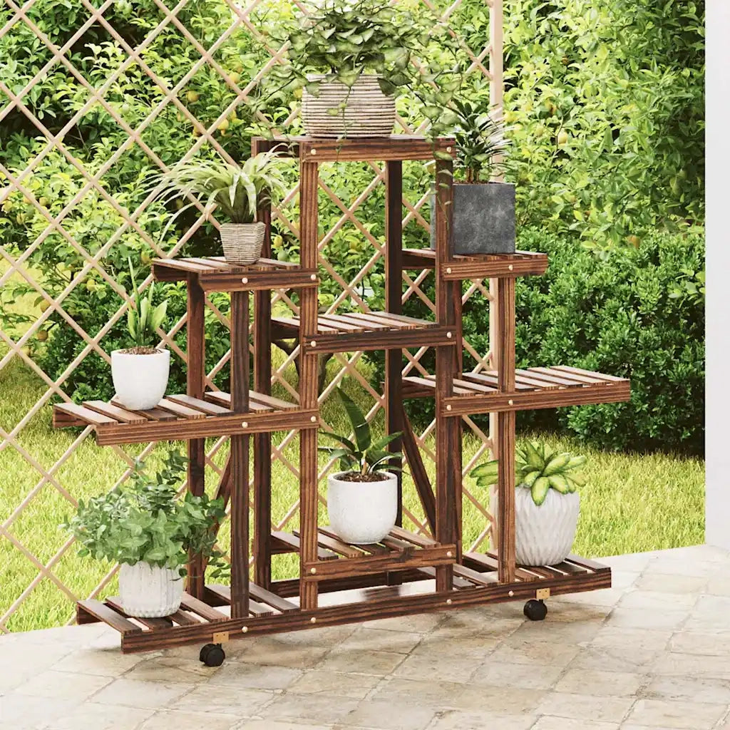 Portafiori | Sostegno per piante con Ruote 110x25x101 cm in Legno Massello di Abete