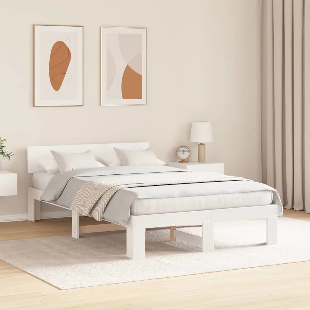 Struttura del letto-Giroletto-Rete del Letto Bianco 140 x 190 cm Pino massello 398051