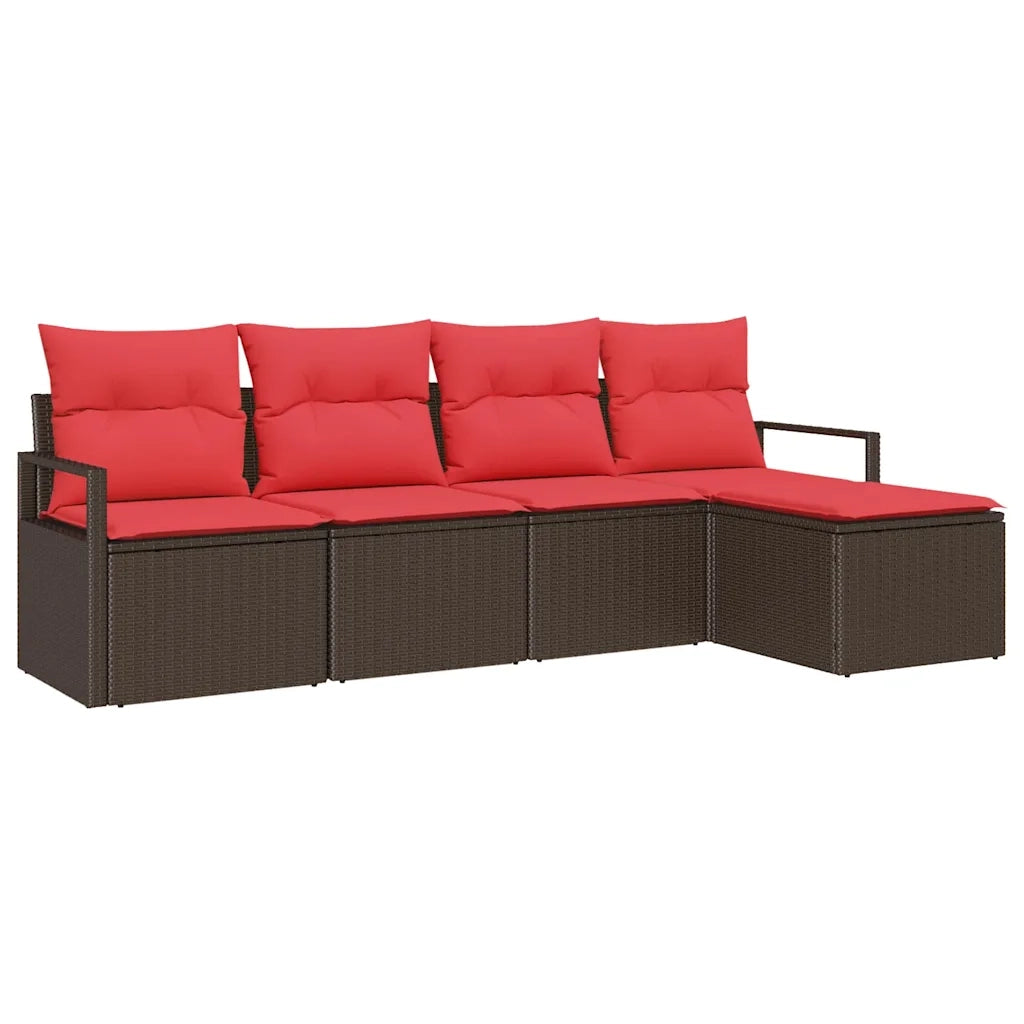 Set di divani con cuscino 5 pcs Marrone polyrattan 3346344