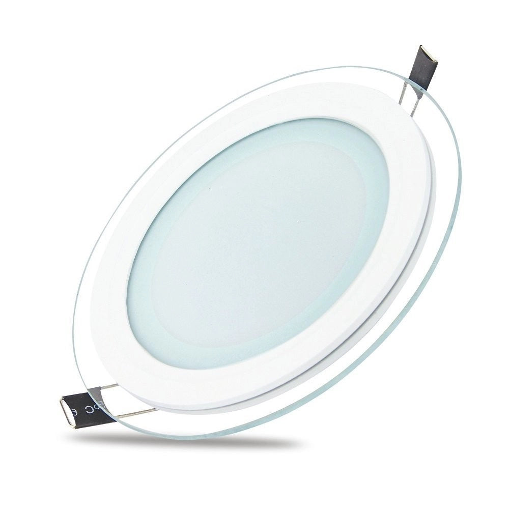 Trade Shop - Faretto Led Tondo Da Incasso Bianco In Vetro Trasparente Da 12w Luce Bianco - -bianco Caldo      -