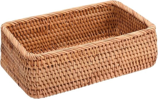 Rattan Opbergmando - 20x14x8cm - Interiore - Opbergen - Handgeweven - Rattan