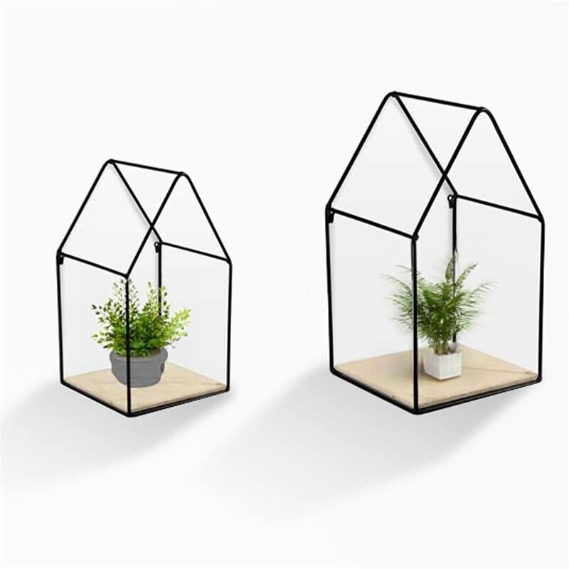 SET 2 BACHECHE STILE INDUSTRIAL 20-15CM CON DESIGN A CASETTA STRUTTURA NERA