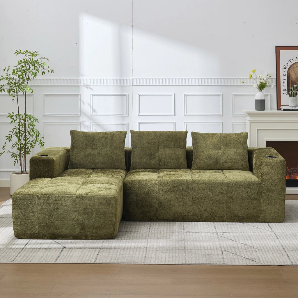 Divano Angolare L 258 cm con Cuscini ¨C Xylo ¨C Tessuto, 3 Posti