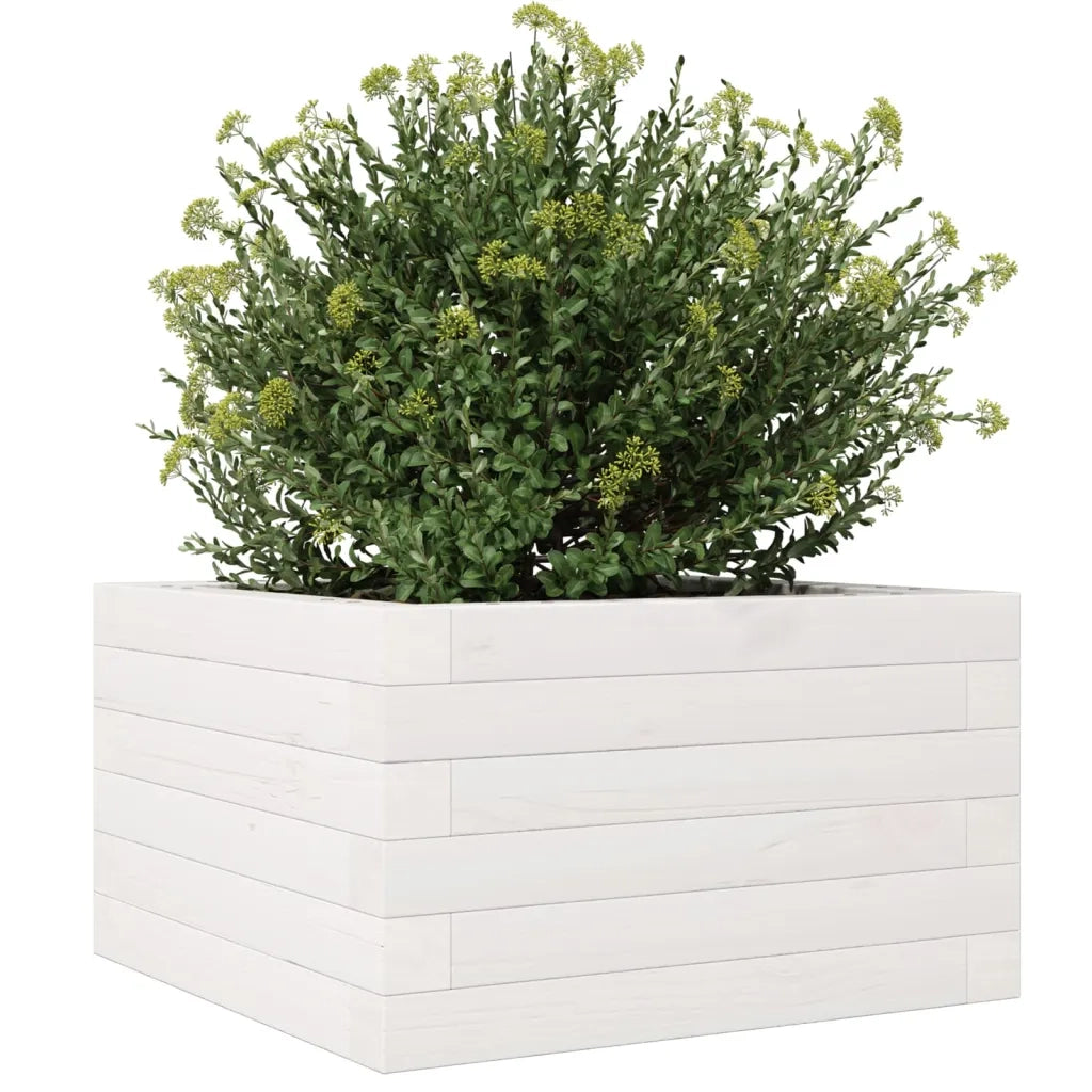 Fioriera da Giardino Bianca 40x40x23 cm Legno Massello di Pino 847179
