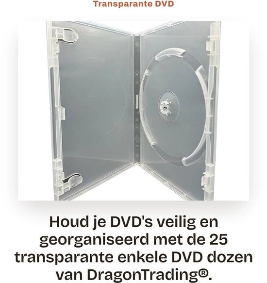 Cassetti per DVD 25 pezzi - Coperture trasparenti - 14mm - Alta qualità - Sistema di organizzazione - Copertura in plastica esterna