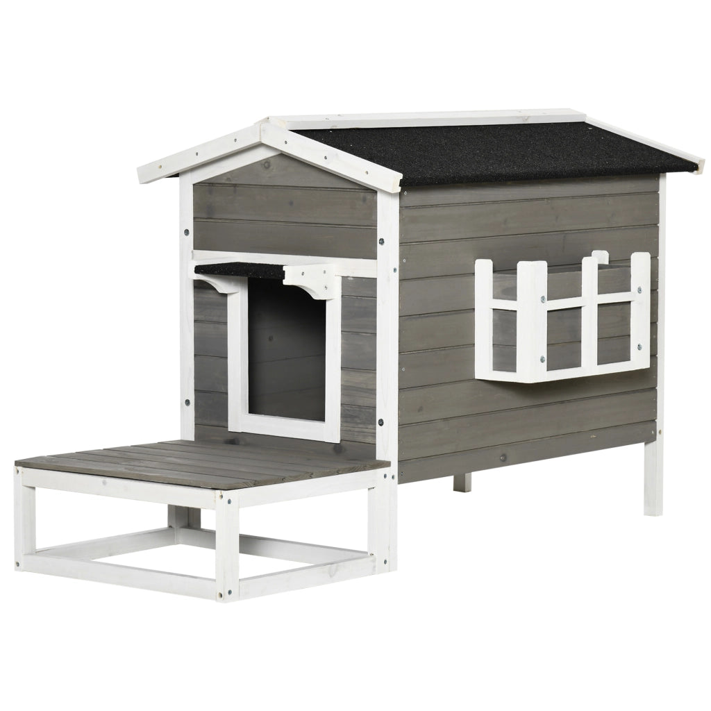CUCCIA per gatti con terrazza e balcone 115 x 66,5 x 74,7 cm Grigia