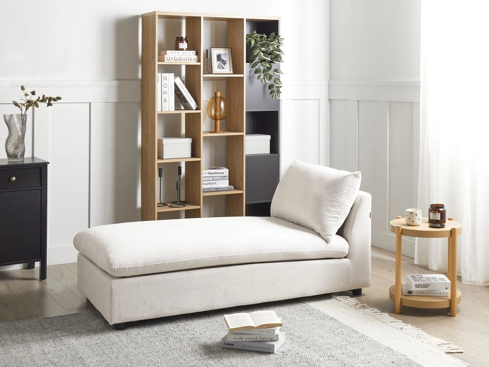 Chaise Lounge in poliestere bianco sporco imbottito senza braccioli Mobili per il soggiorno moderni e alla moda