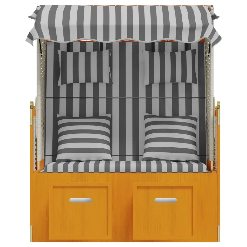 Strandkorb con Cuscini Polyrattan Legno Massello Bianco Grigio 318663
