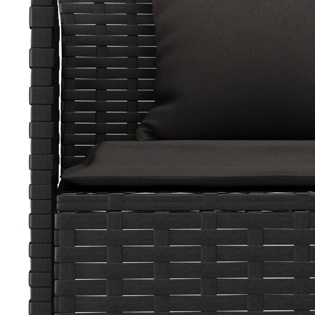 Divano da Giardino a L con Cuscini Nero in Polyrattan 362336