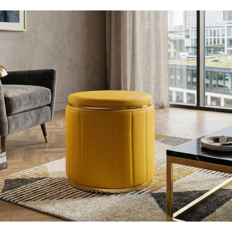 Puff Con Contenitore London Senape cm ø 46,5x44