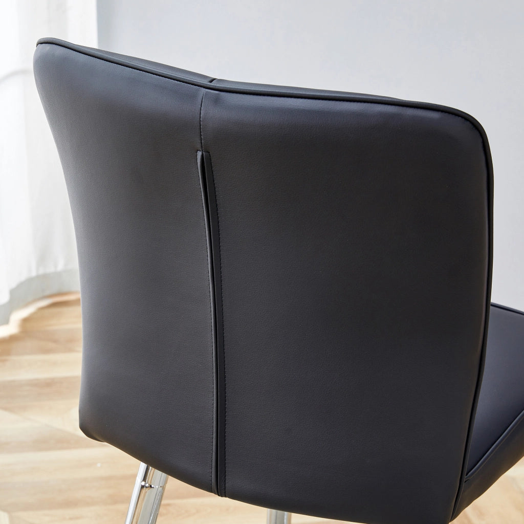 Set di 2 sgabelli da bar h 101 cm in PU nero e metallo argento, con schienale ergonomico e seduta imbottita