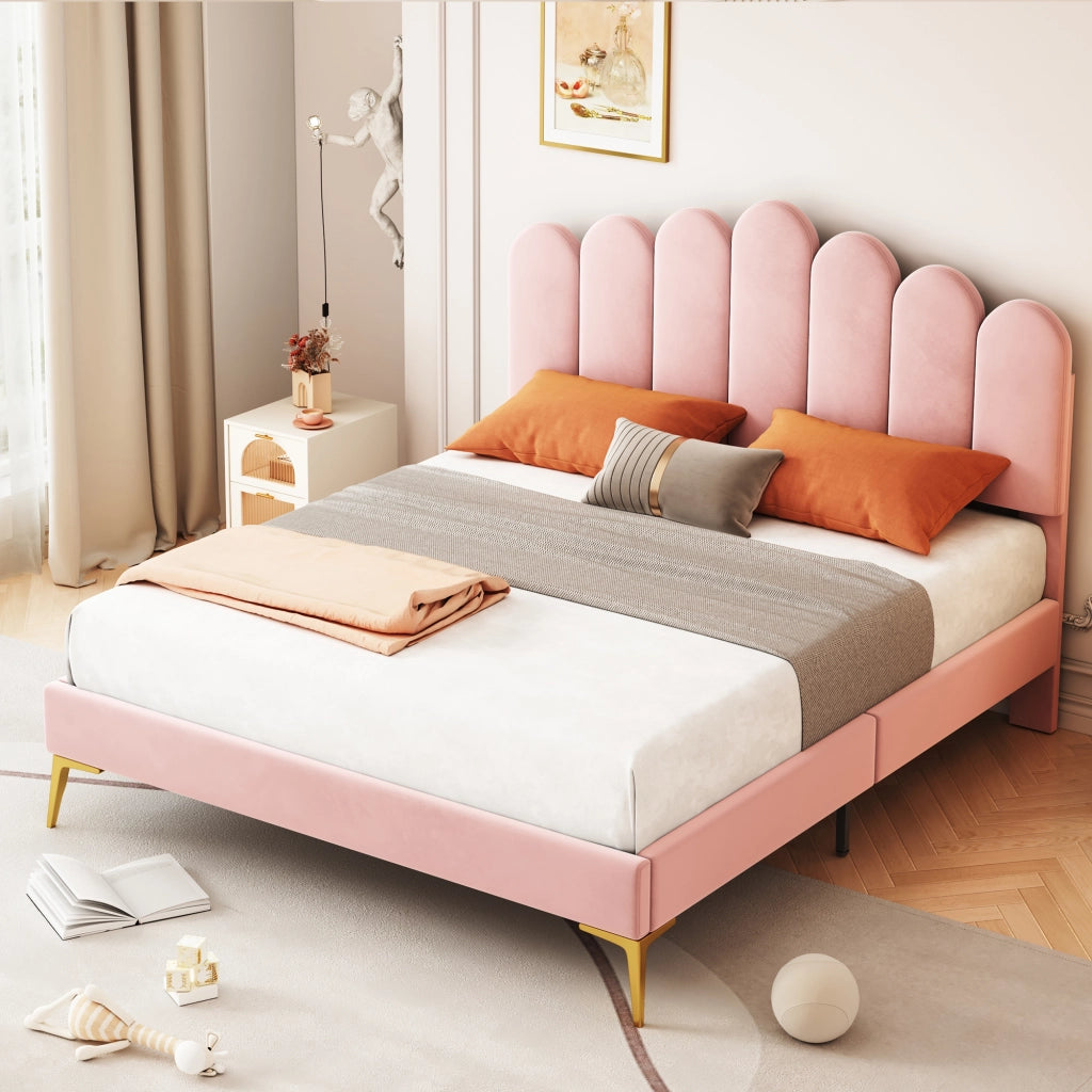 letto imbottito velluto rosa 140 x 200 cm