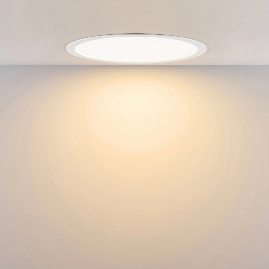 Faretto LED incasso pannello tondo slim DMX RGB multicolore luce calda 24V impermeabile cromoterapia box doccia bagno 36W foro 380mm