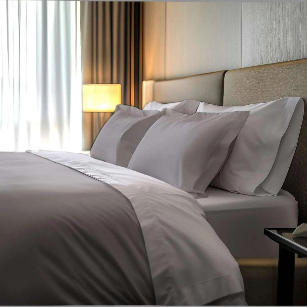 Rositene, set Completo Letto Matrimoniale in Percalle, Grigio
