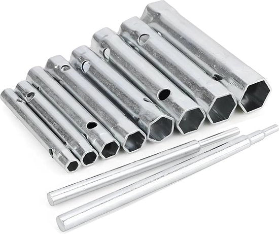 Set di chiavi a tubo metrico 10 pezzi - 6-22 mm con chiave a tubo a L doppia estremità - chiave a tubo in acciaio - chiave a tubo metrico a testa dritta - riparazione di tubi in piombo.