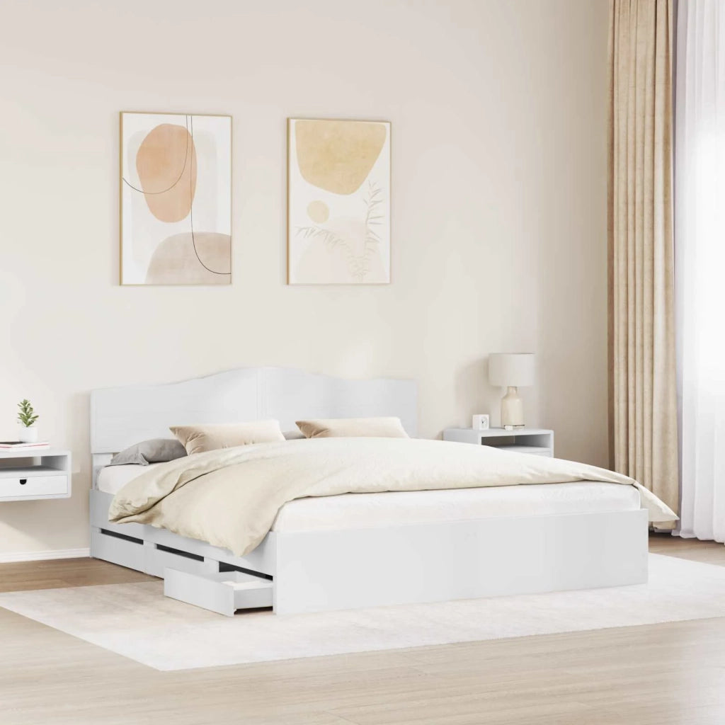 Struttura del letto-Giroletto-Rete del Letto Bianco 180 x 200 cm Legno Ingegnerizzato 949479