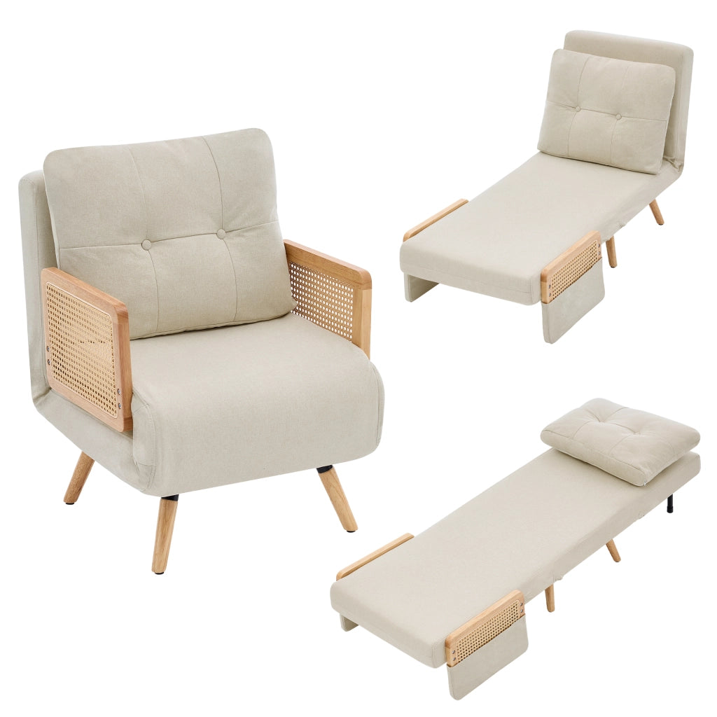 Poltrona letto 3 in 1 con funzione letto, reclinabile a scomparsa e letto per gli ospiti, poltrona imbottita con schienale regolabile in 5 posizioni e
