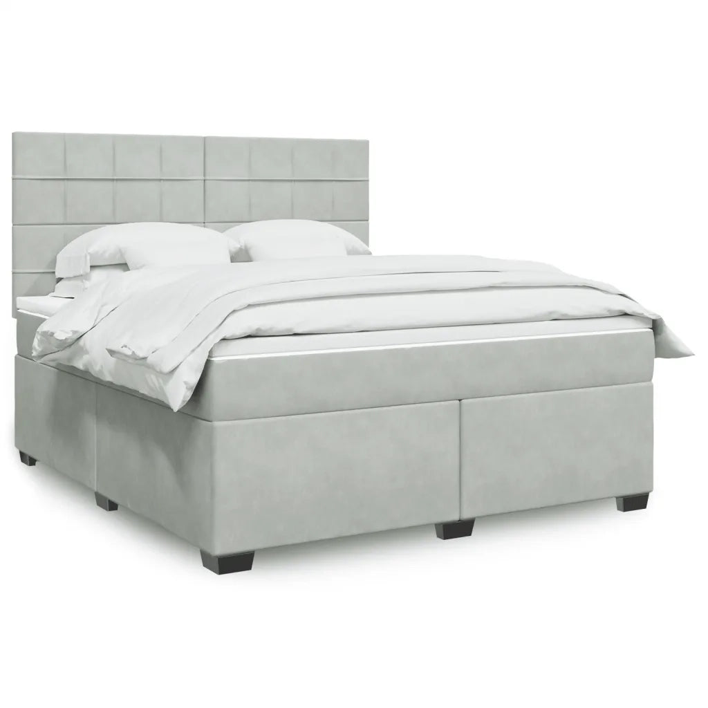 Giroletto a Molle con Materasso Grigio Chiaro 180x200cm Velluto