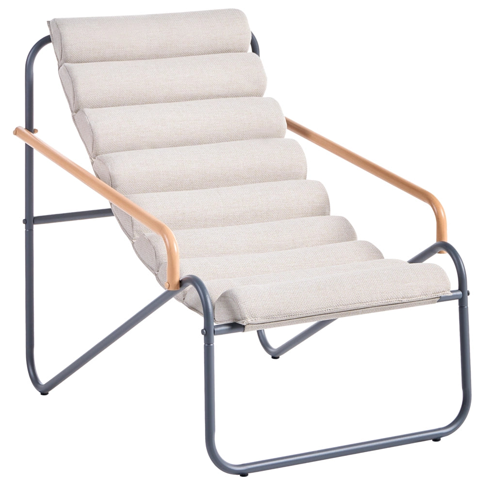Set da salotto da esterno con struttura in acciaio grigio scuro e sedute in tessuto 2 poltrone e tavolo