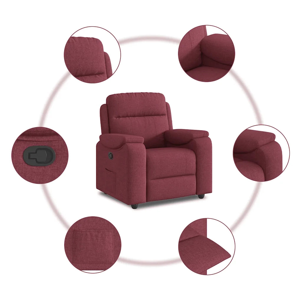 Poltrona | Sedia Relax Reclinabile in Tessuto Rosso Vino