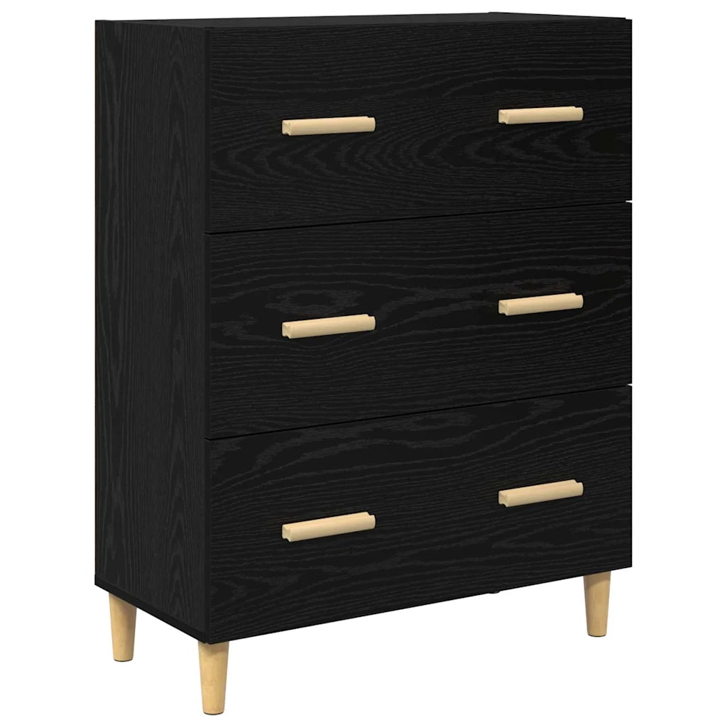 Credenza-Buffet-Armadio da cucina Rovere Nero 69,5 x 34 x 180 cm Legno multistrato 412376