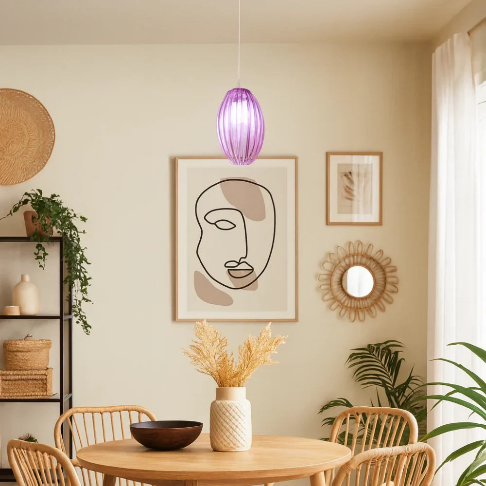 Lampada a sospensione in metallo Nivea violetto | Duzzle