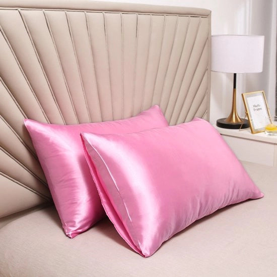 Cuscino a doppia faccia in seta - cuscino morbido e soffice - chiusura a sacco - protetto contro parassiti e allergie - protegge capelli e pelle dai segni di età - 51x91cm - Rosa
